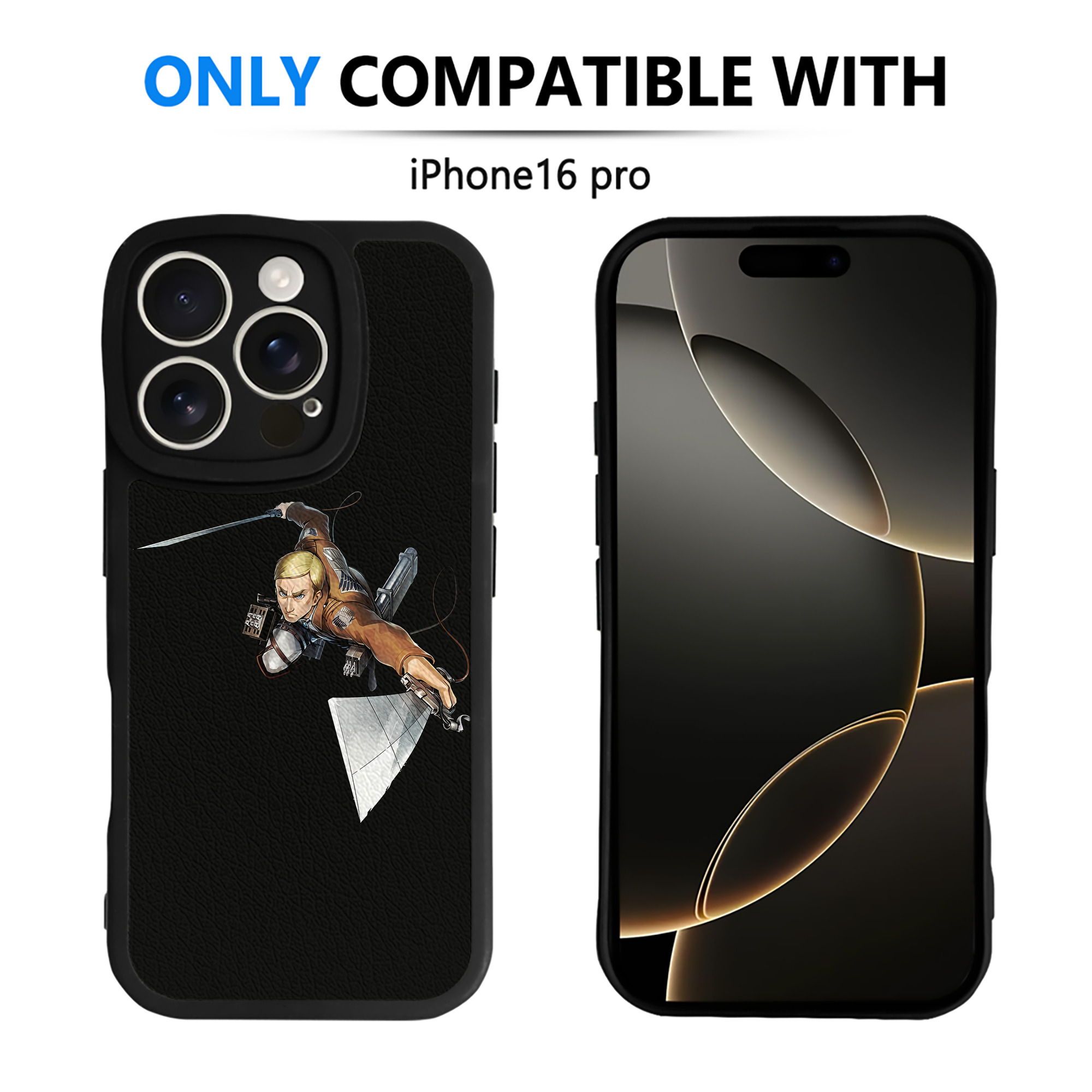 （画像用） 進撃の巨人 エルヴィン・スミス Attack on Titan Erwin Smith 【iPhone 16シリーズ対応】シリコンスマホケース（レザー調） 材質：シリコン